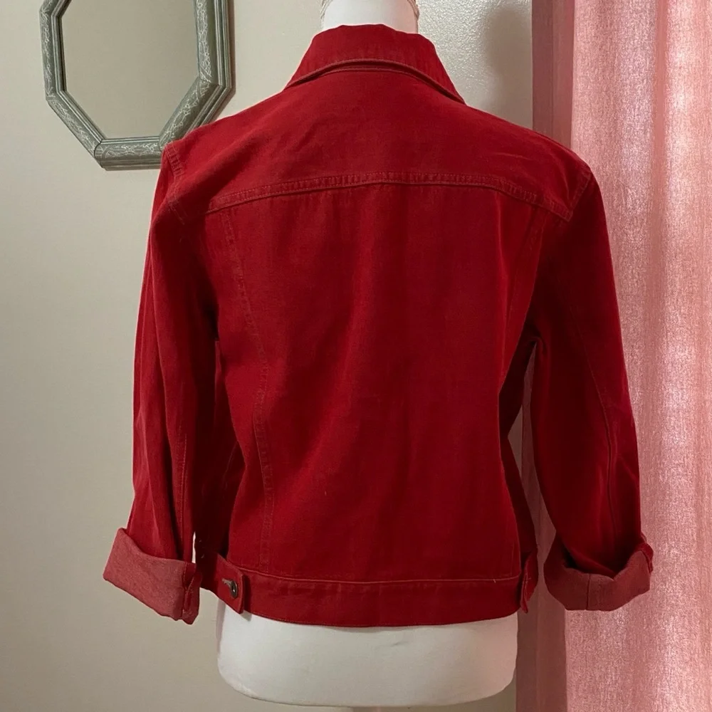 Liz Claiborne Red Jean Jacket - Picture 2 of 3